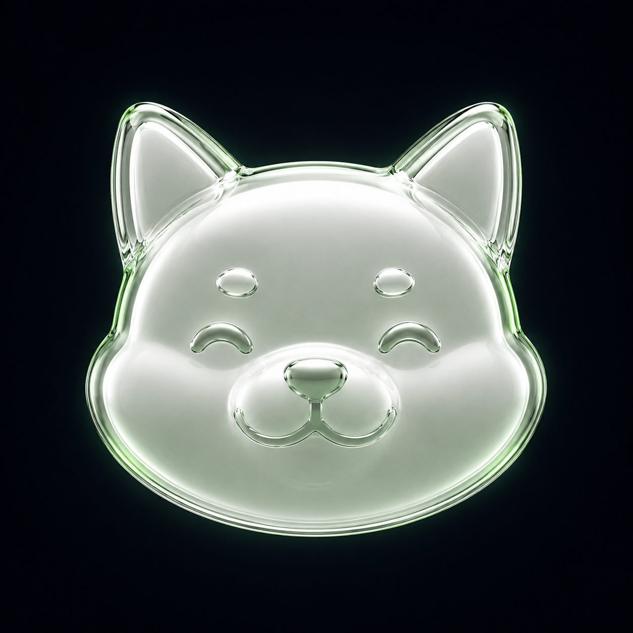 Pons Inu, a milky glass Shiba Inu head
